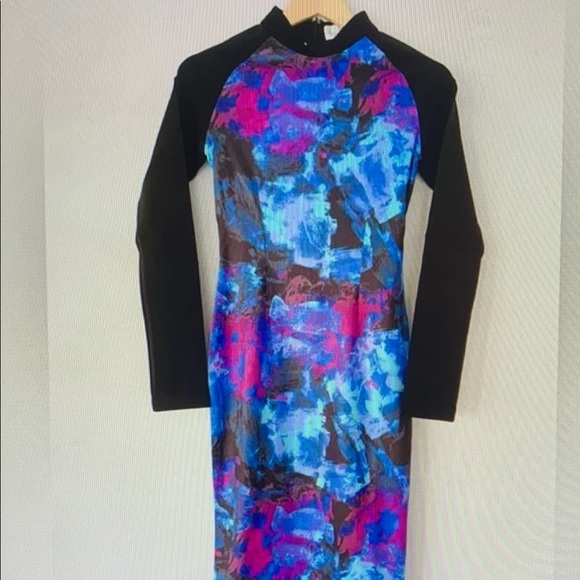 Vibrant Abstract Long Sleeve Mini Dress - Picture 1 of 4